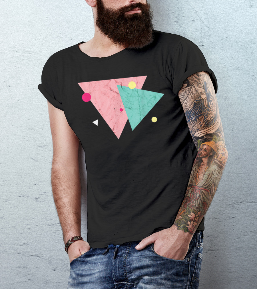 Geometric Triangles Aesthetic Eighties 1980S Vintage T-Shirt