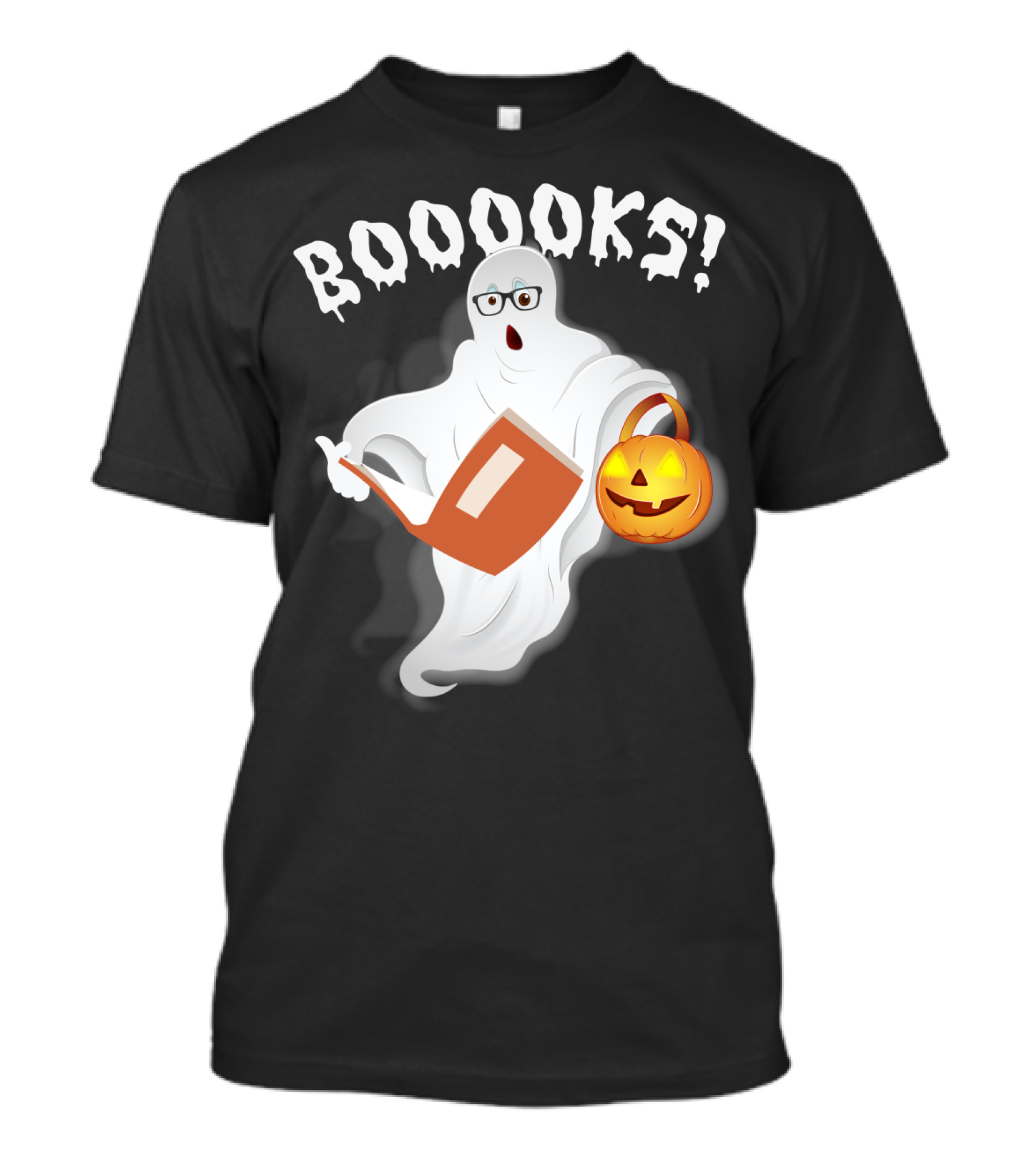 BOOOOKS Ghost Holding Jack-O'-Lantern And Reading T-Shirt