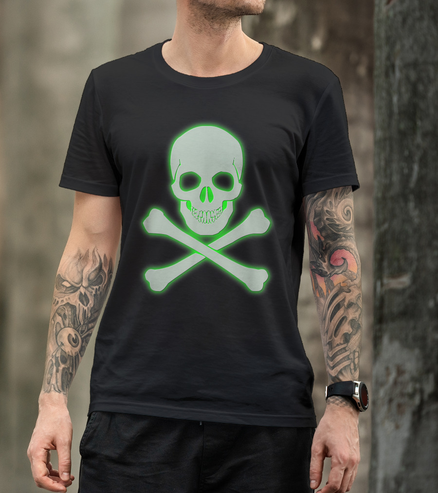 Ghost Skull Neon Green Vintage Halloween Adults T-Shirt