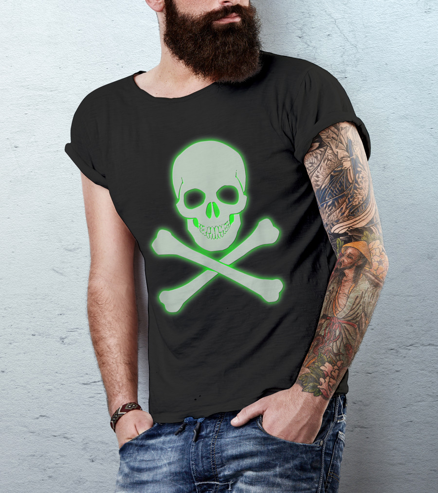 Ghost Skull Neon Green Vintage Halloween Adults T-Shirt