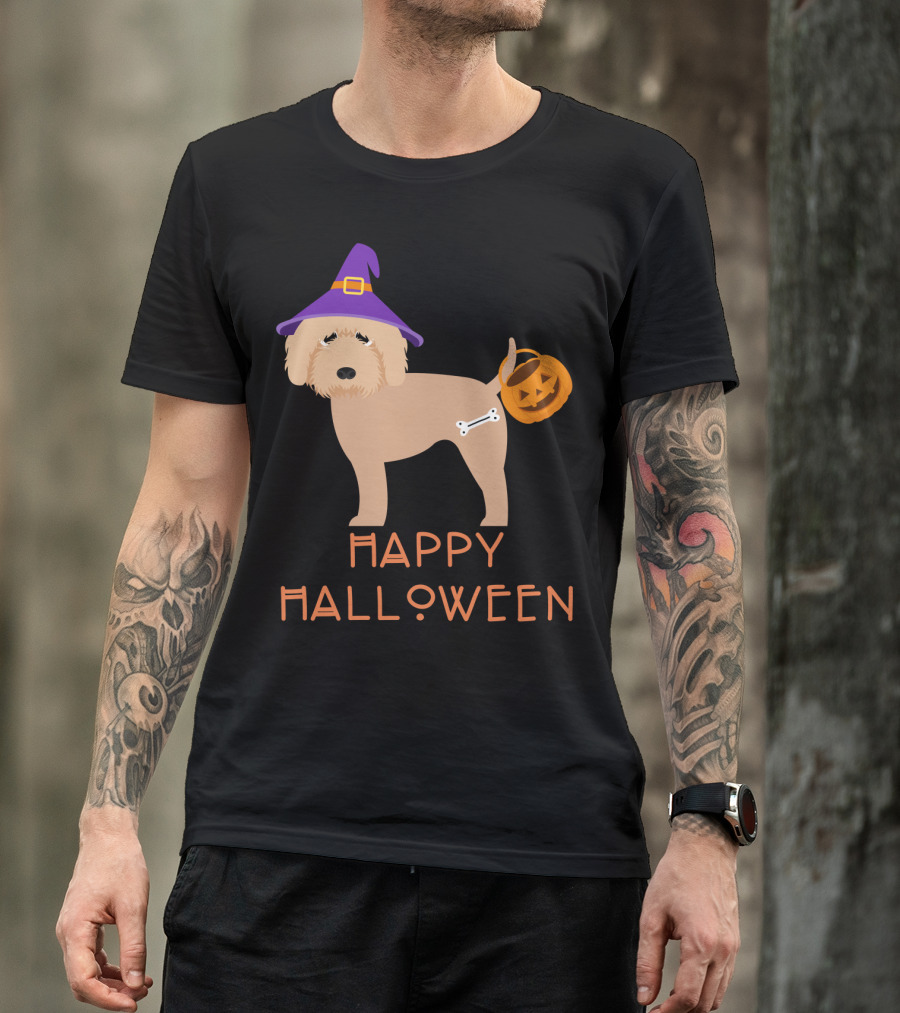 Goldendoodle Witch Happy Halloween T-Shirt