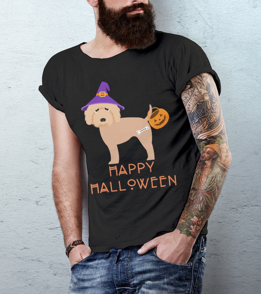 Goldendoodle Witch Happy Halloween T-Shirt