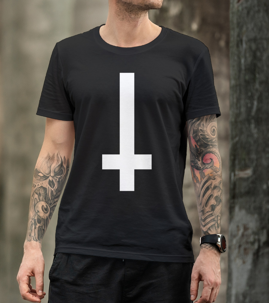 Gothic Upside Down Cross Symbol Goth T-Shirt
