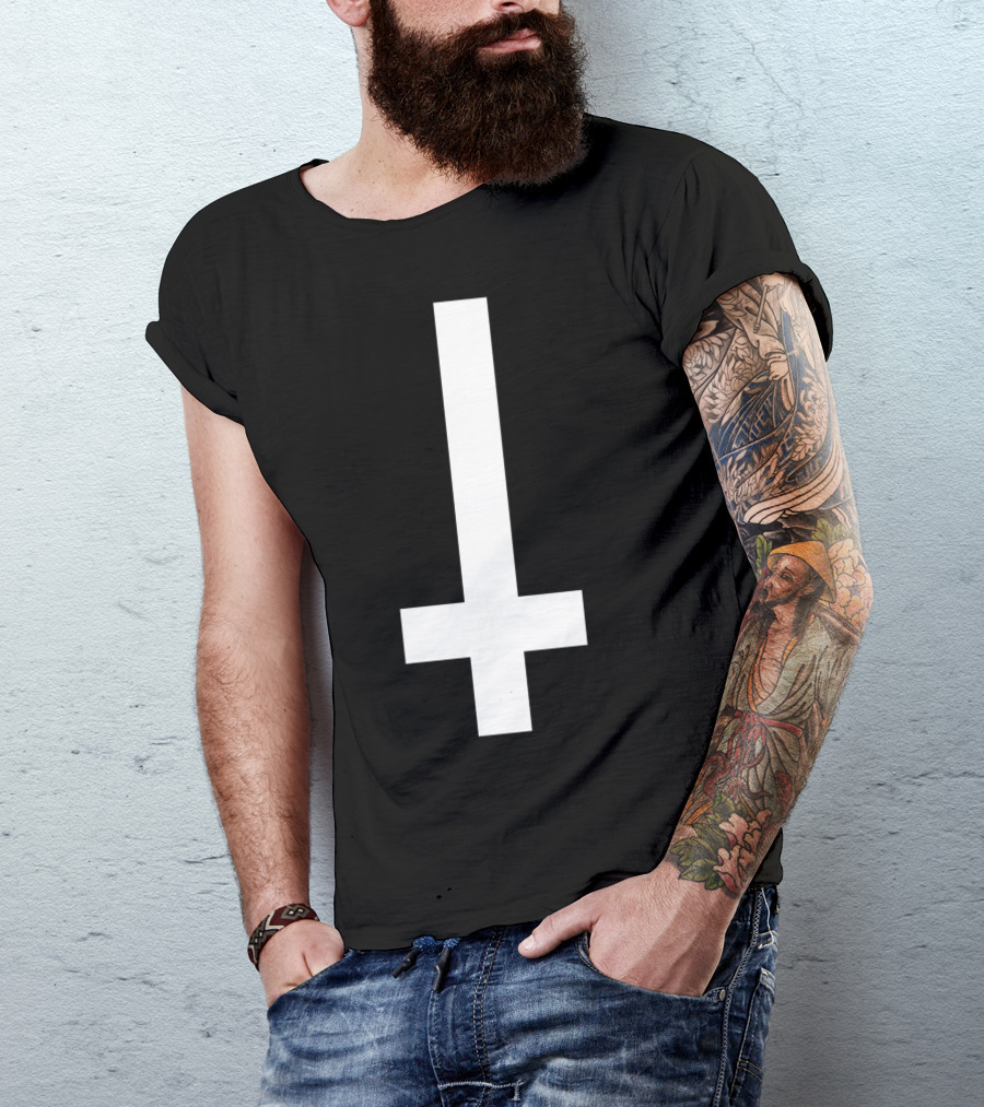 Gothic Upside Down Cross Symbol Goth T-Shirt