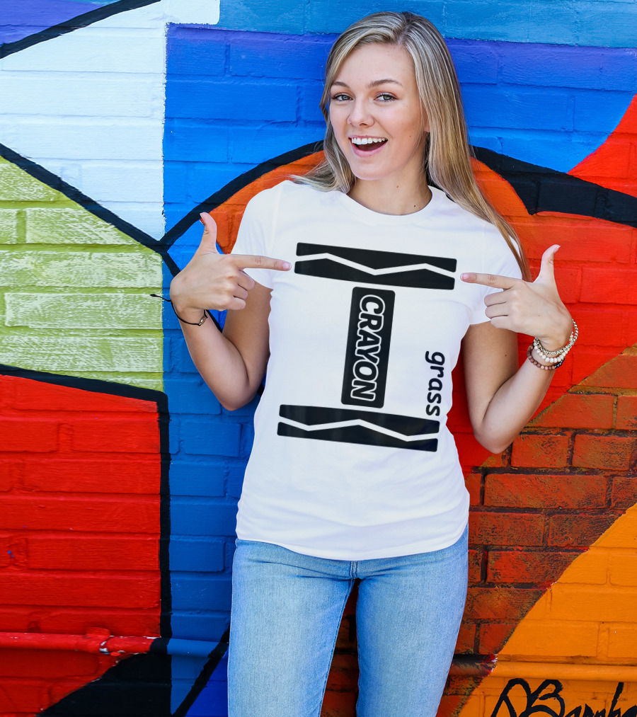 Crayon Grass Couple Friend Group T-Shirt