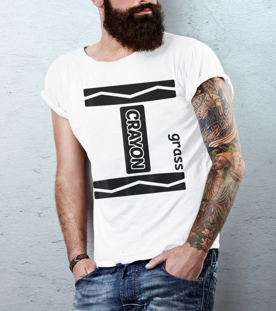 Crayon Grass Couple Friend Group T-Shirt