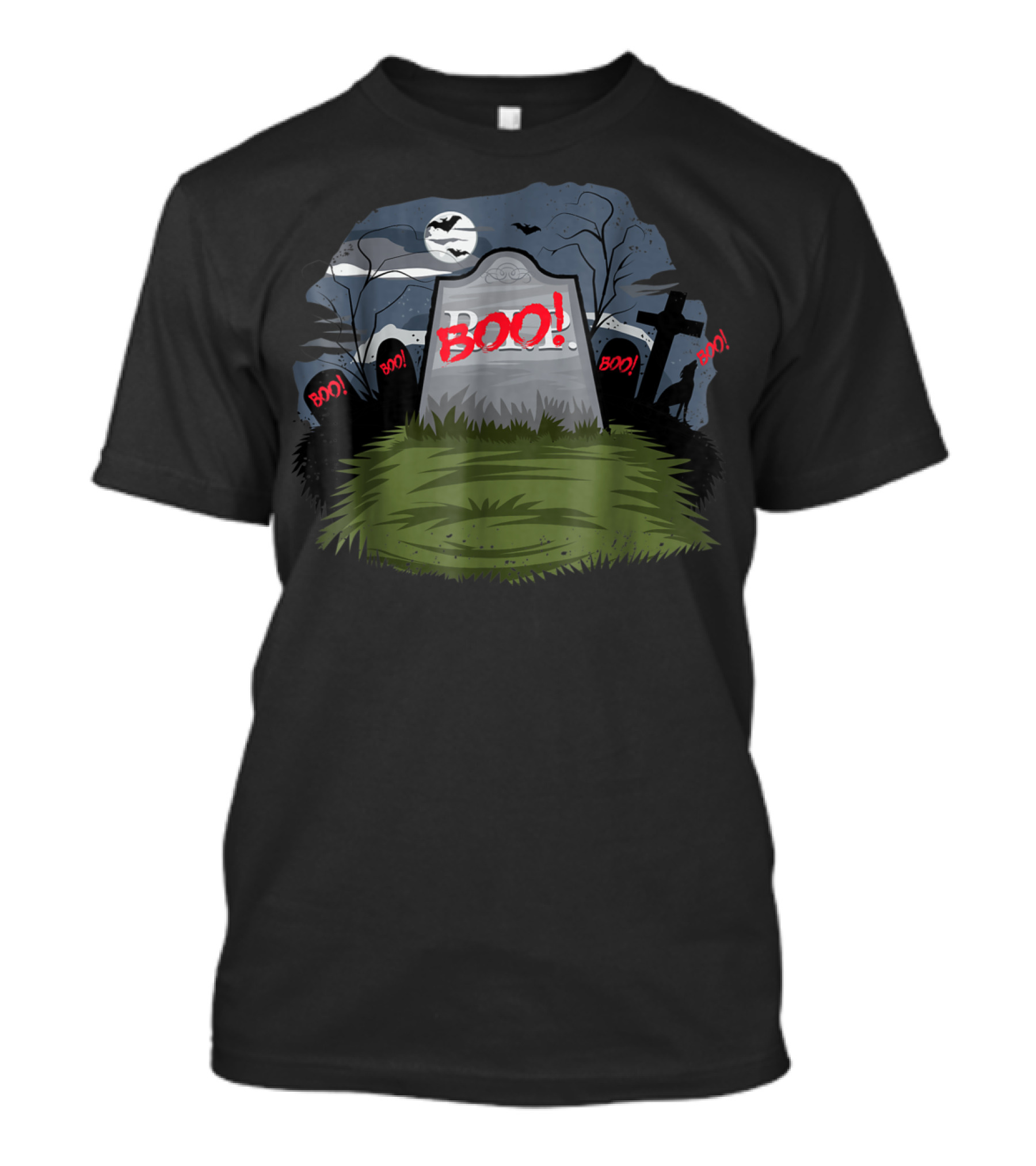 Great Halloween Boo With Bats And Grave T-Shirt