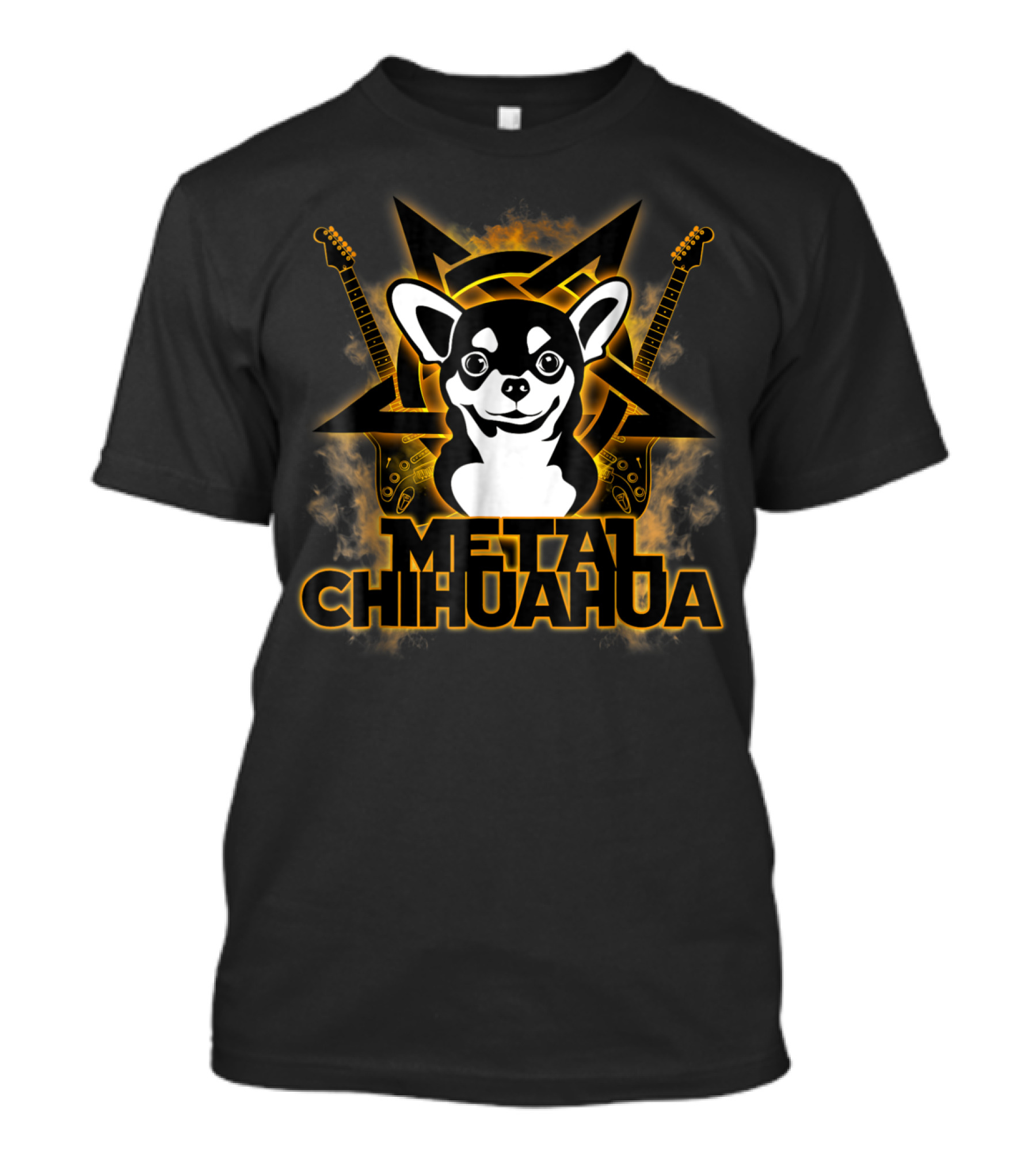 Hail Satan Metal Chihuahua Rock N Roll Guitar Pentagram T-Shirt