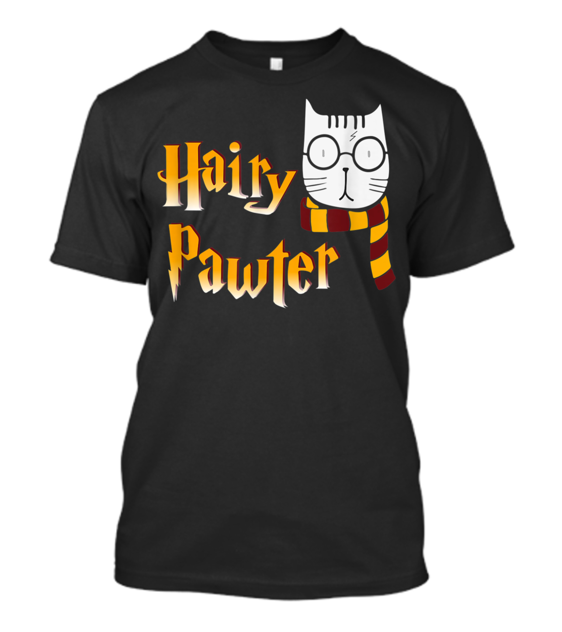 Hairy Pawter Cat With Glasses And Scarf T-Shirt