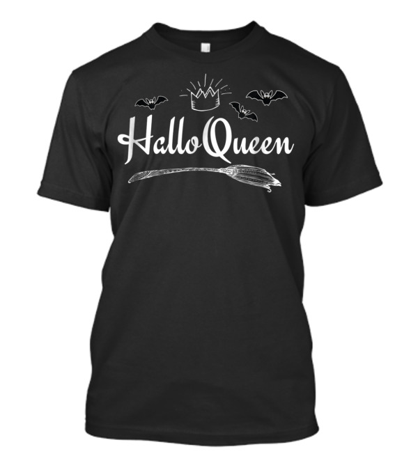 HalloQueen Crown Broom Bats Halloween T-Shirt