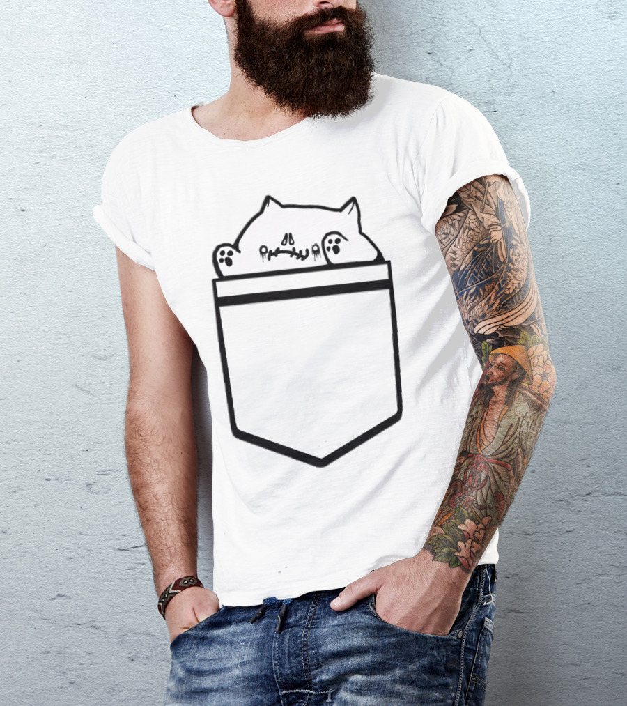 Halloween Horror Cat Pocket Bongo Drummer T-Shirt