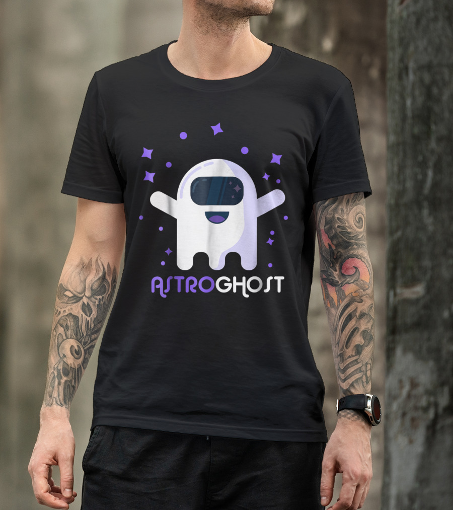 Astroghost Halloween Astronaut Pumpkin Ghost In Space With Stars T-Shirt