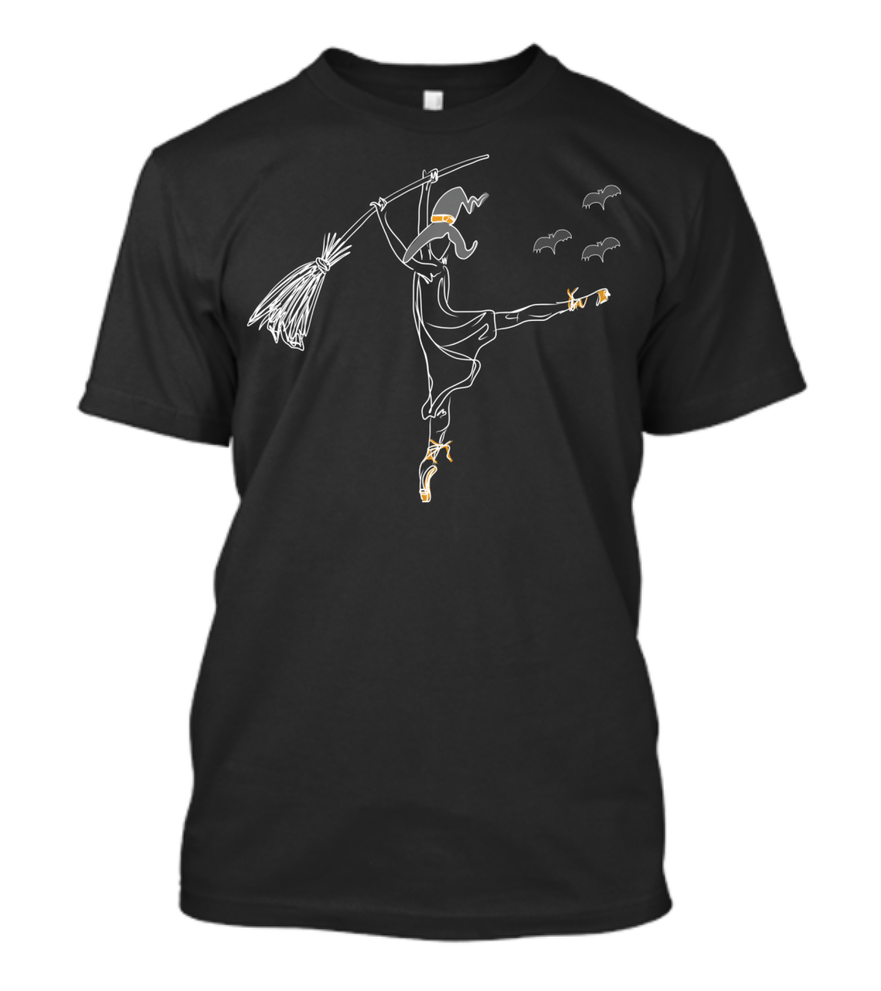 Halloween Witch Ballet Dance Broomstick And Bats T-Shirt