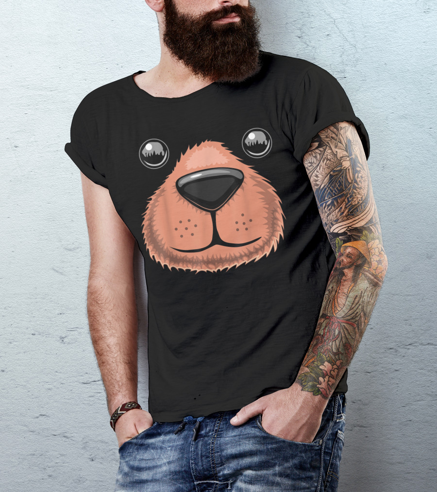 Halloween Teddy Bear Face Animal Costume T-Shirt