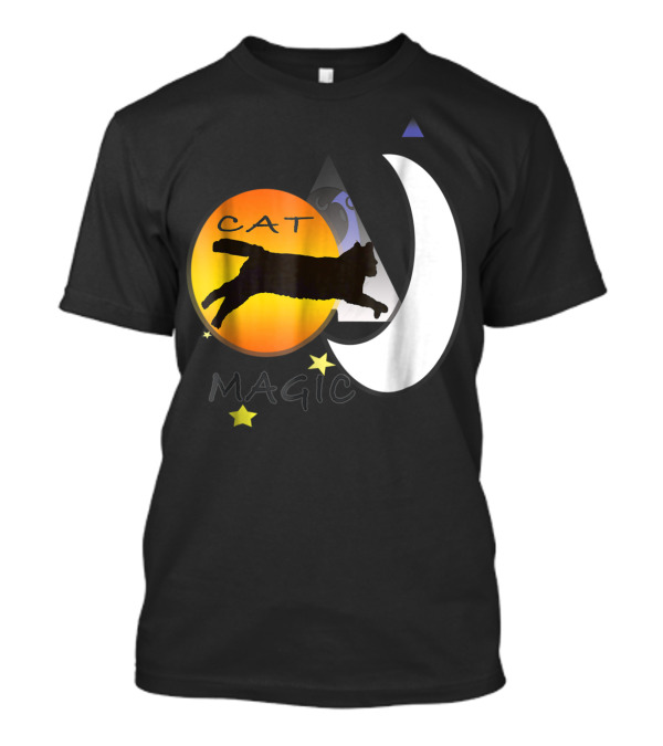 Cat Magic Halloween Black Cat Moon Stars T-Shirt