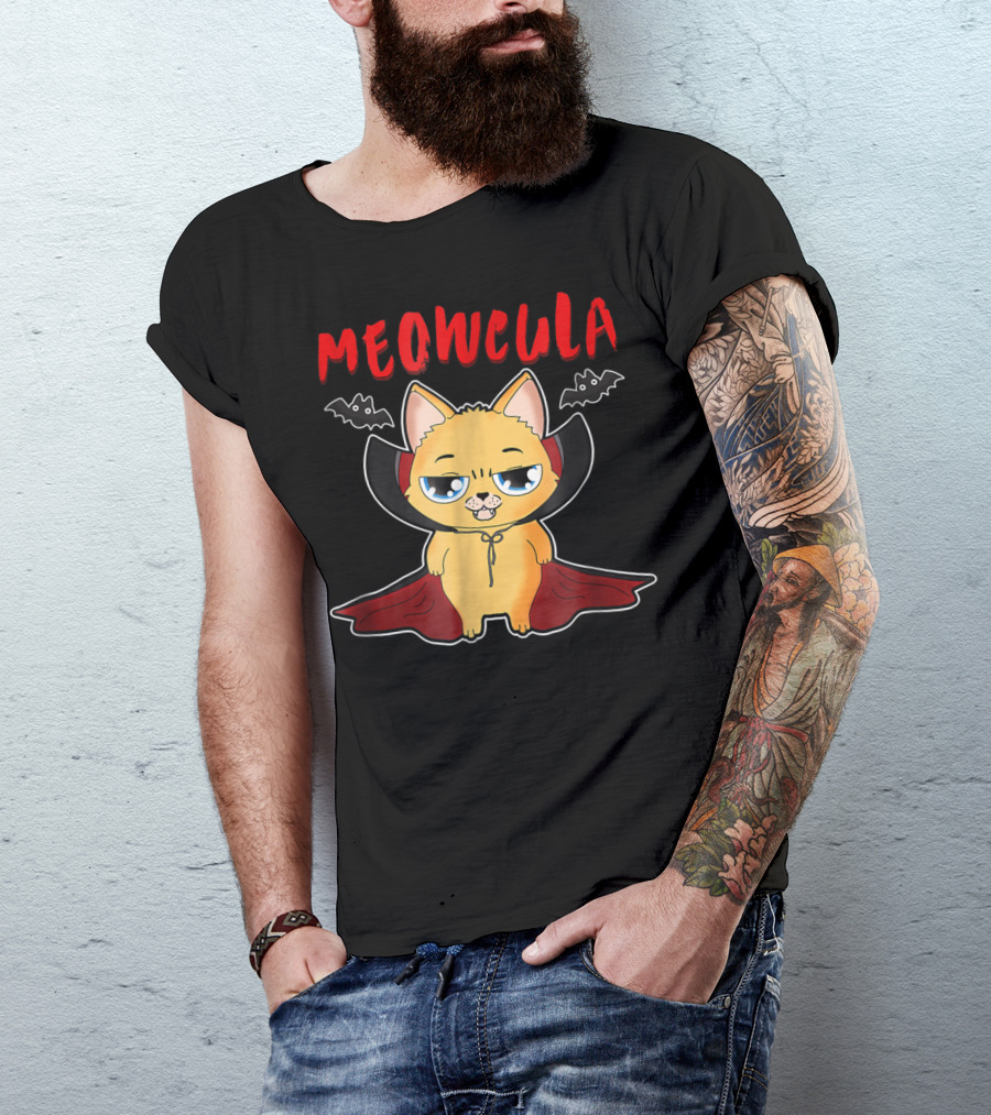 Halloween Cat Meowcula Cute Spooky Funny T-Shirt