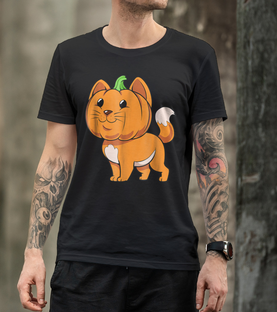 Halloween Cute Kitten Pumpkin Cat Image T-Shirt