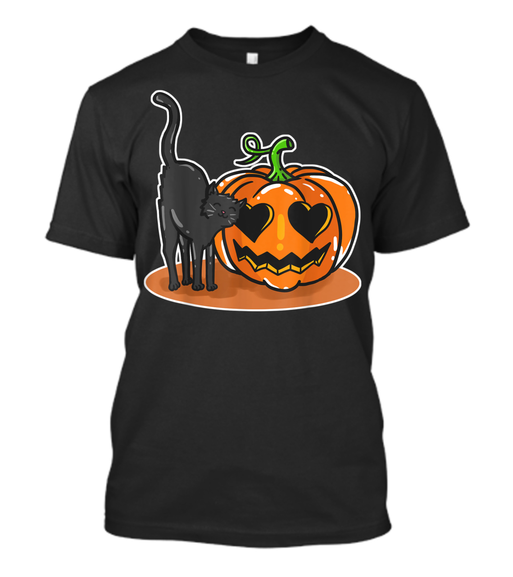 Halloween Pumpkin Cat Heart Eyes Love T-Shirt