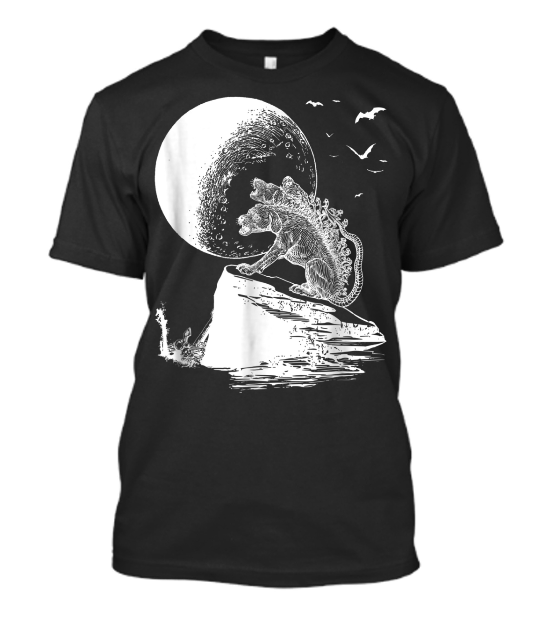 Cerberus Hell Hound Howling At The Moon Halloween T-Shirt