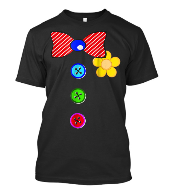 Red Striped Clown Bowtie And Colorful Buttons Halloween Costume For Man T-Shirt
