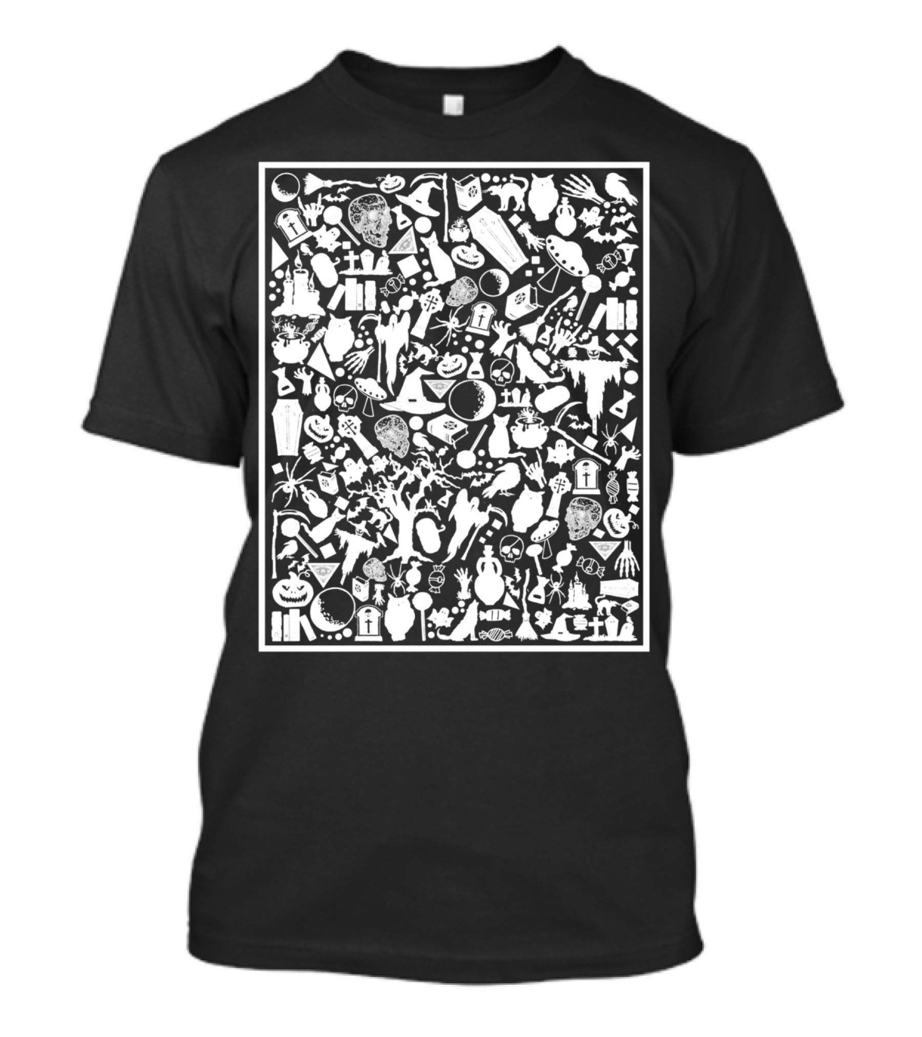 Halloween Collage Ghosts Pumpkins Skulls Bats T-Shirt