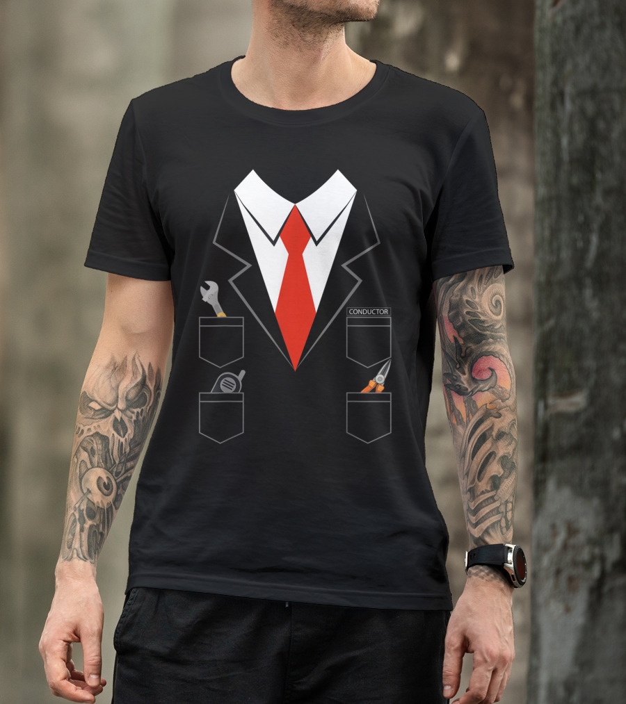 Conductor Costume Halloween Adults Train Wrench And Tools T-Shirt