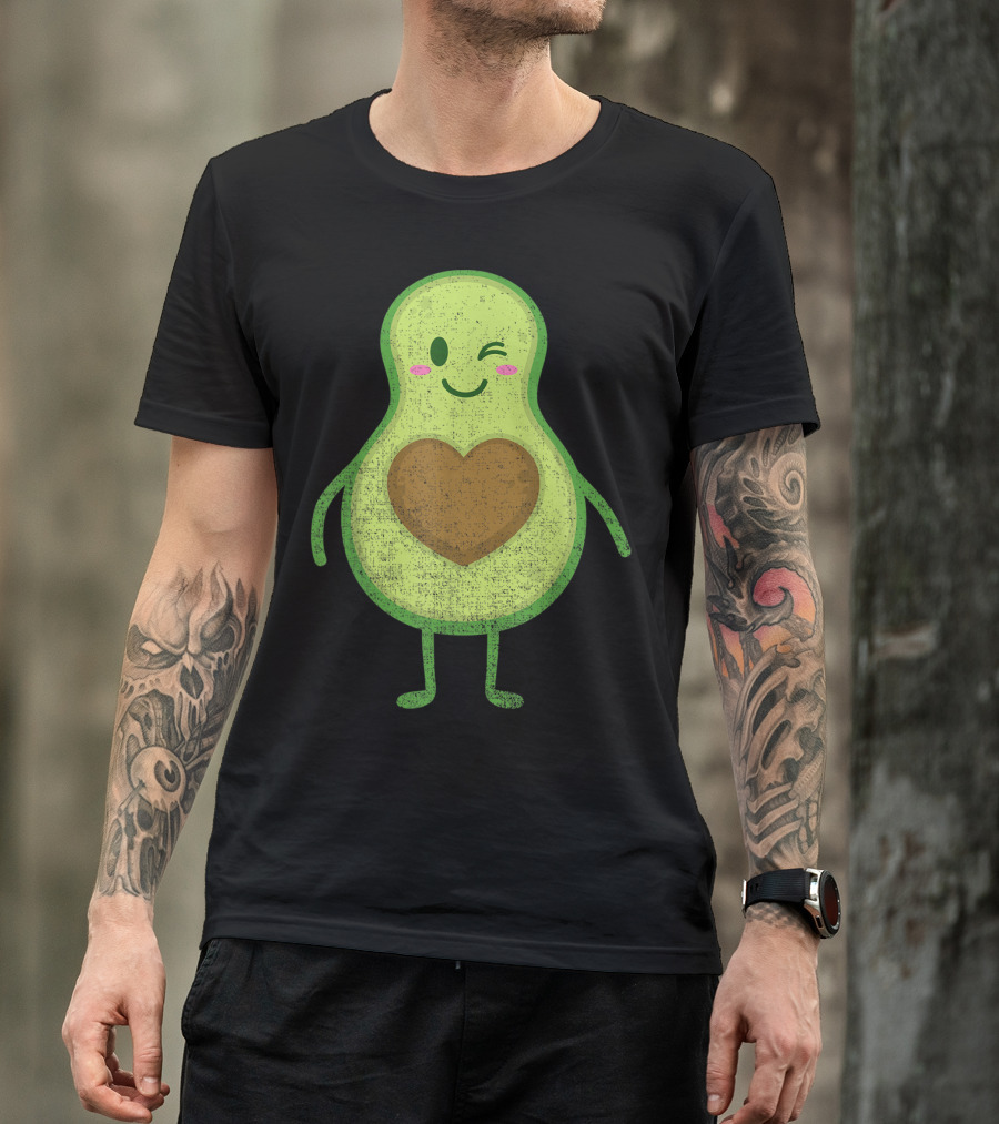 Winking Avocado With Heart Seed Halloween Couple T-Shirt