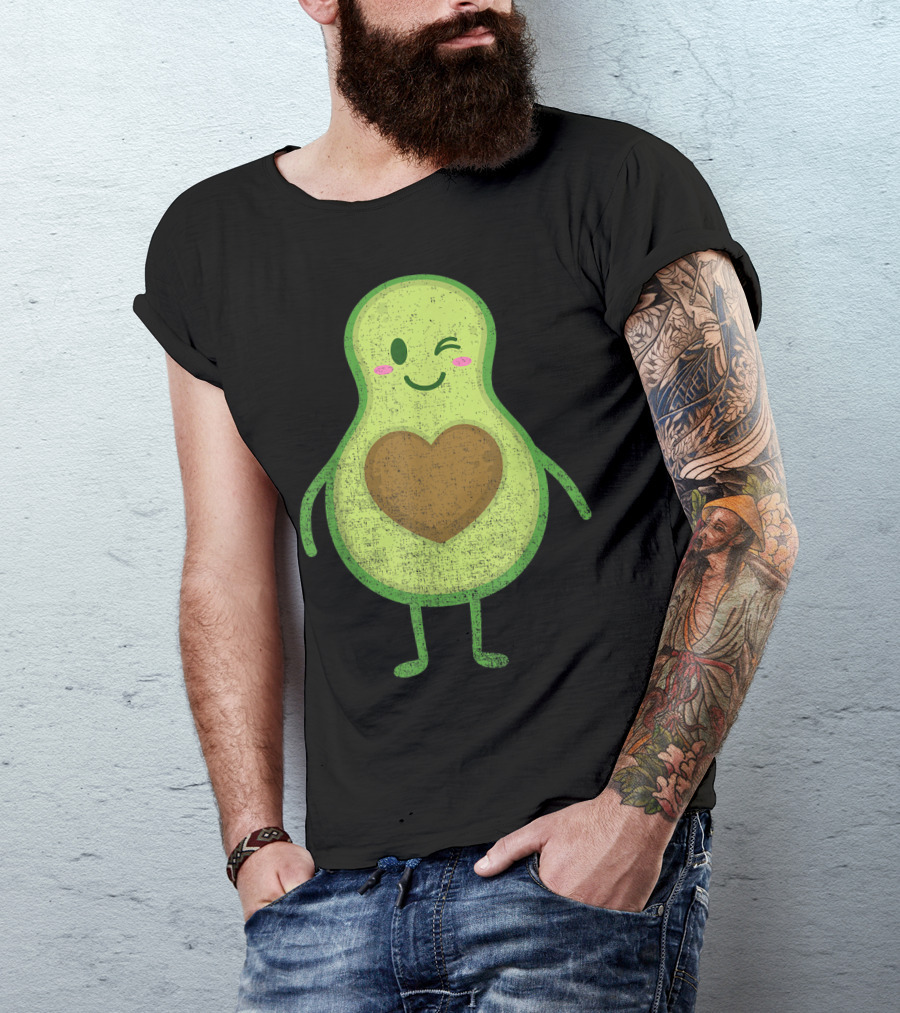 Winking Avocado With Heart Seed Halloween Couple T-Shirt