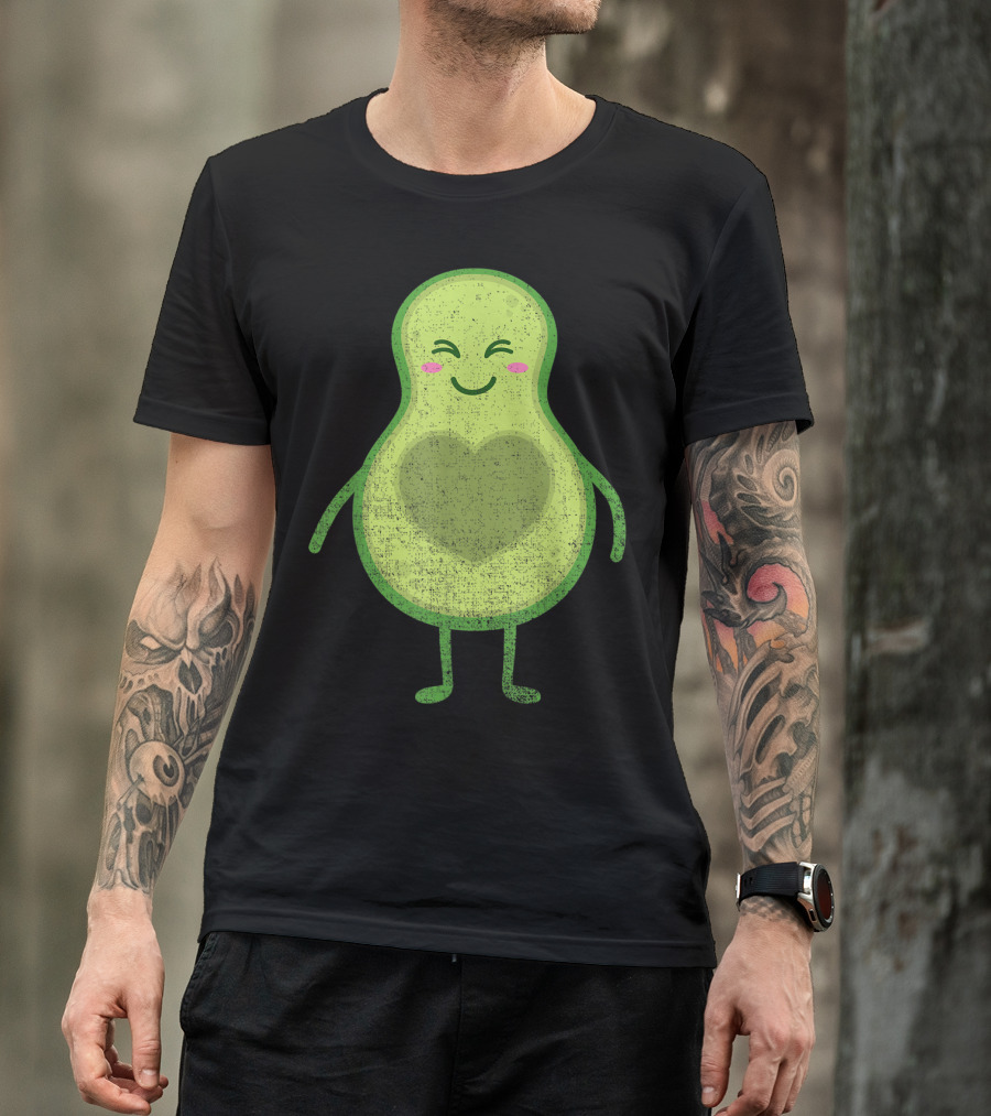 Halloween Couple Avocado Matching Lazy Emoji Heart Face T-Shirt