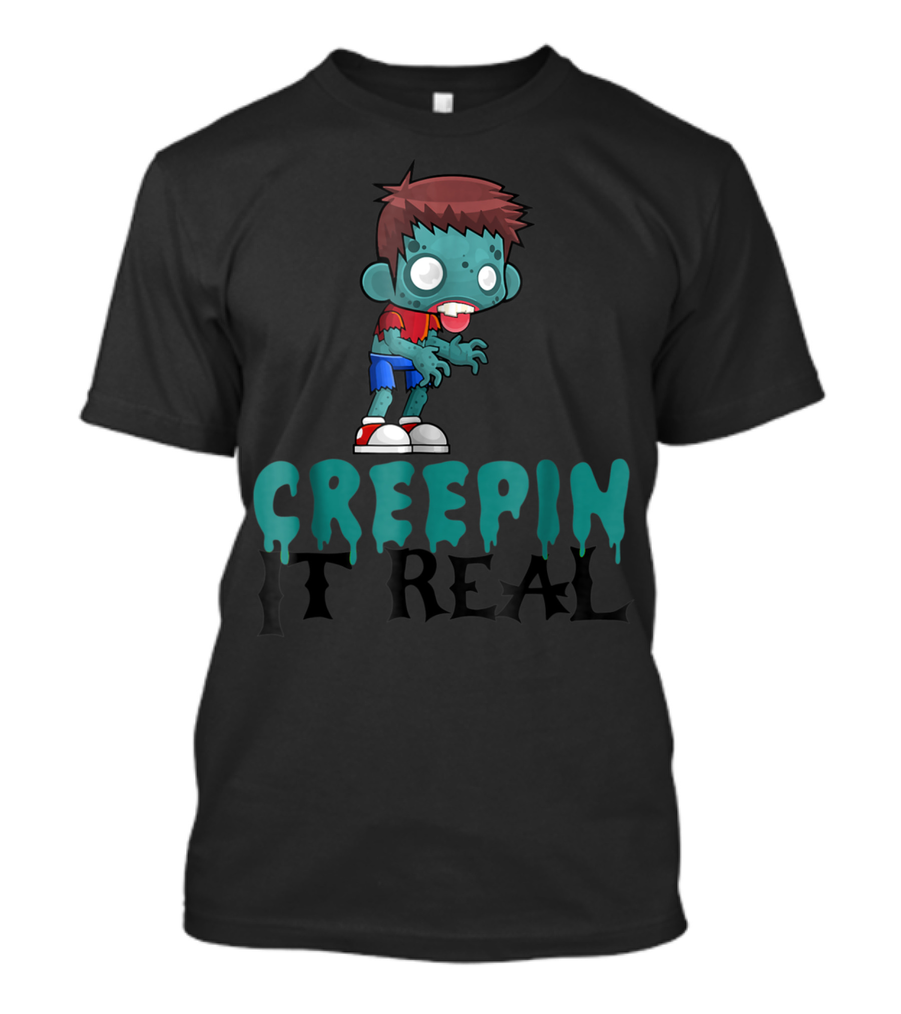 Halloween Creepin It Real Zombie Kid Funny Pun Creepin T-Shirt