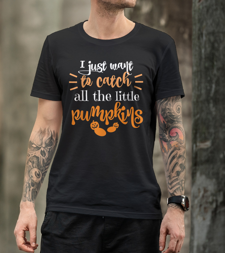 Halloween Cute Midwife I Just Want To Catch All The Little Pumpkins T-Shirt