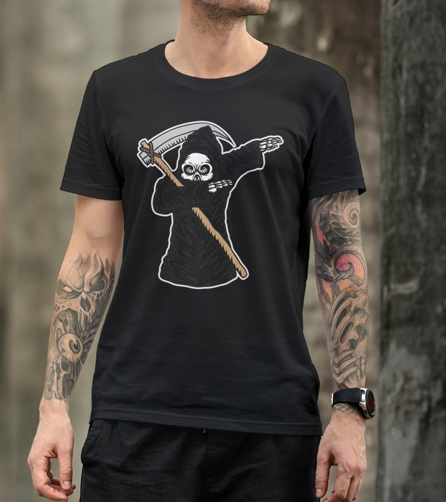 Halloween Dabbing Grim Reaper Skeleton With Scythe T-Shirt
