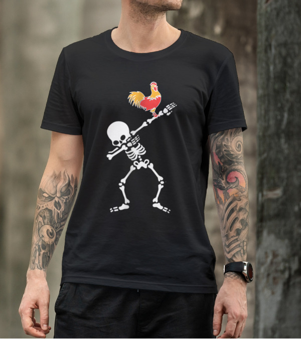 Halloween Skeleton Dabbing With Chicken T-Shirt
