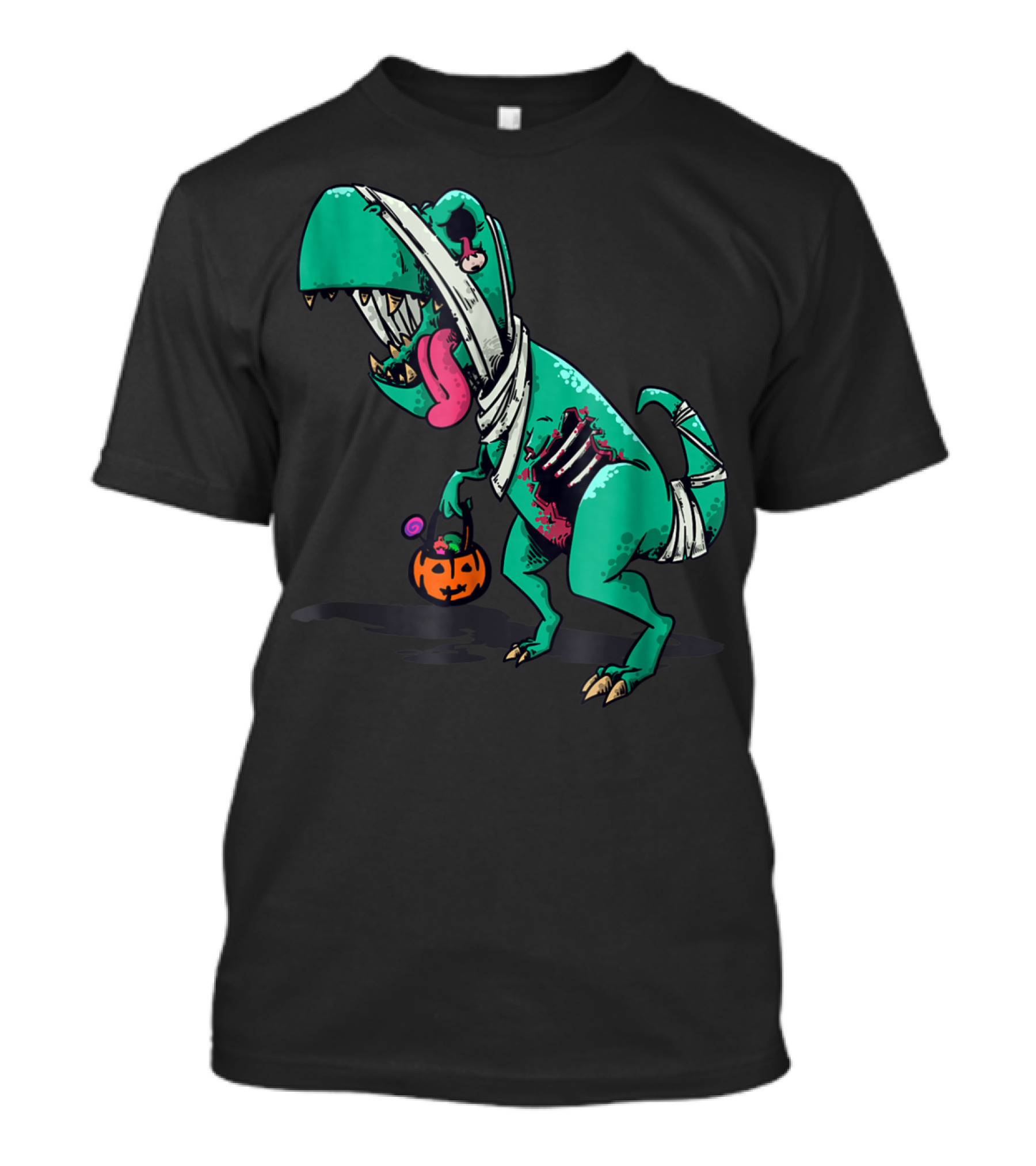 Halloween Dinosaur Zombie Trick Or Treat Pumpkin T-Shirt