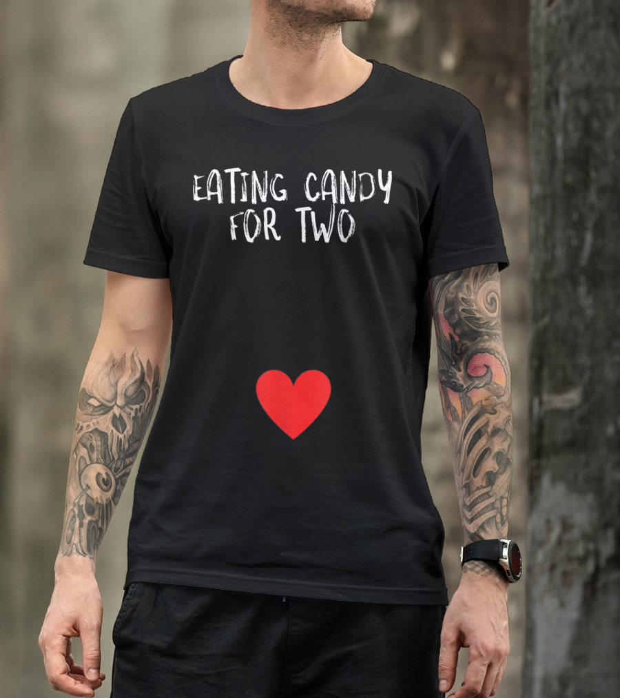 Halloween Eating Candy For Two Pregnancy Heart T-Shirt