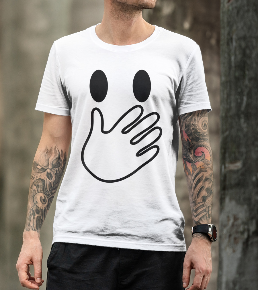 Halloween Hand Over Mouth Emoji Face Costume T-Shirt