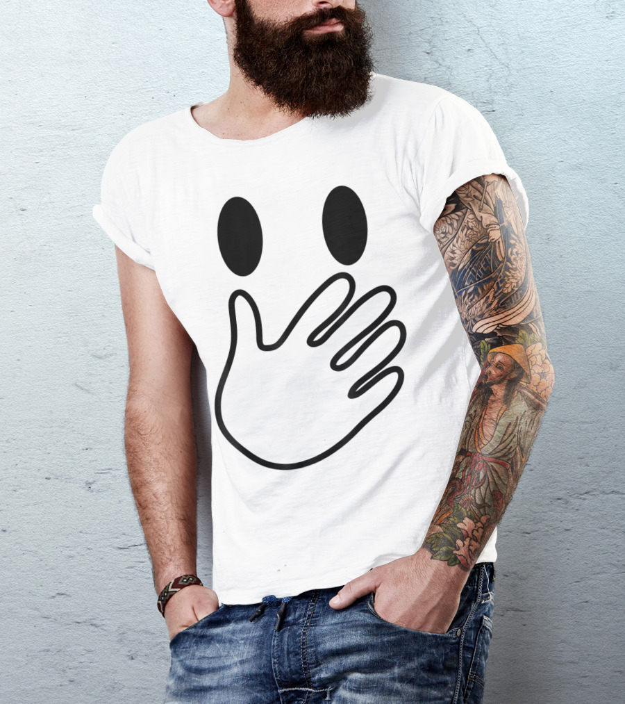 Halloween Hand Over Mouth Emoji Face Costume T-Shirt