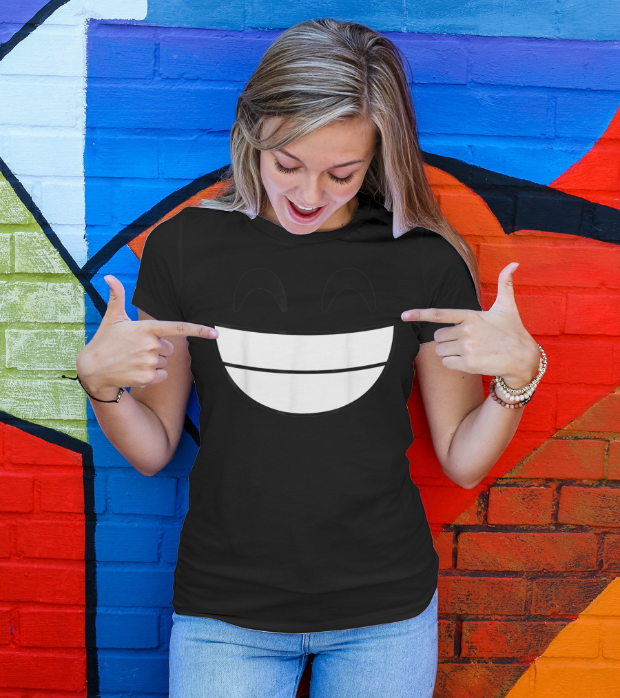 Laughing Emoji Halloween Costume Black And White Face T-Shirt
