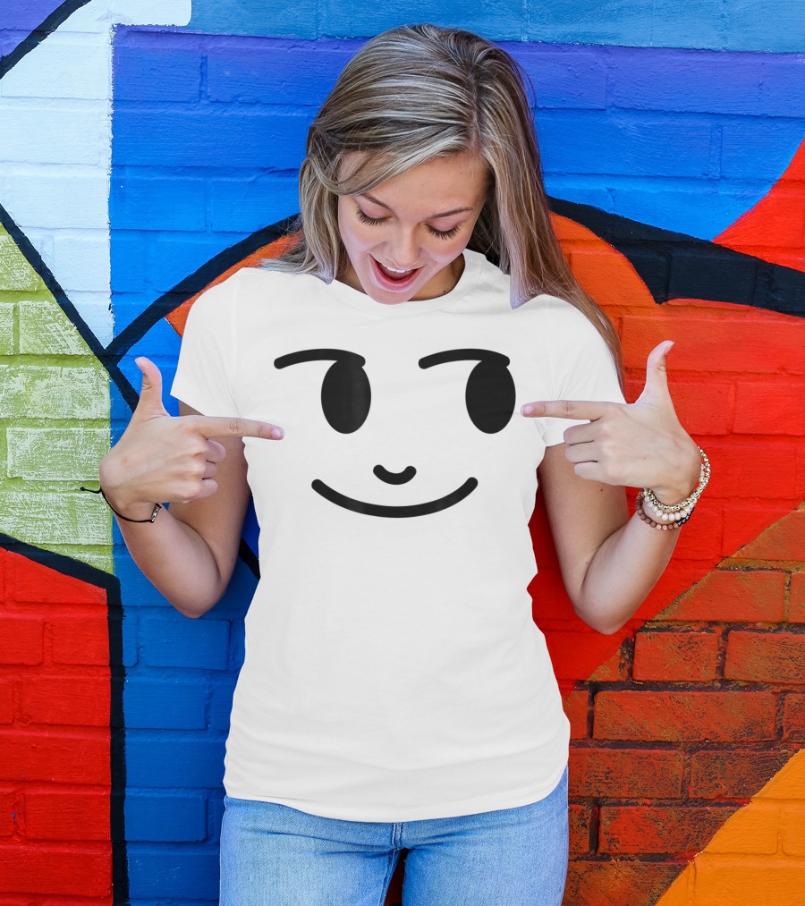 Halloween Emojis Creepy Smirking Moon Face T-Shirt