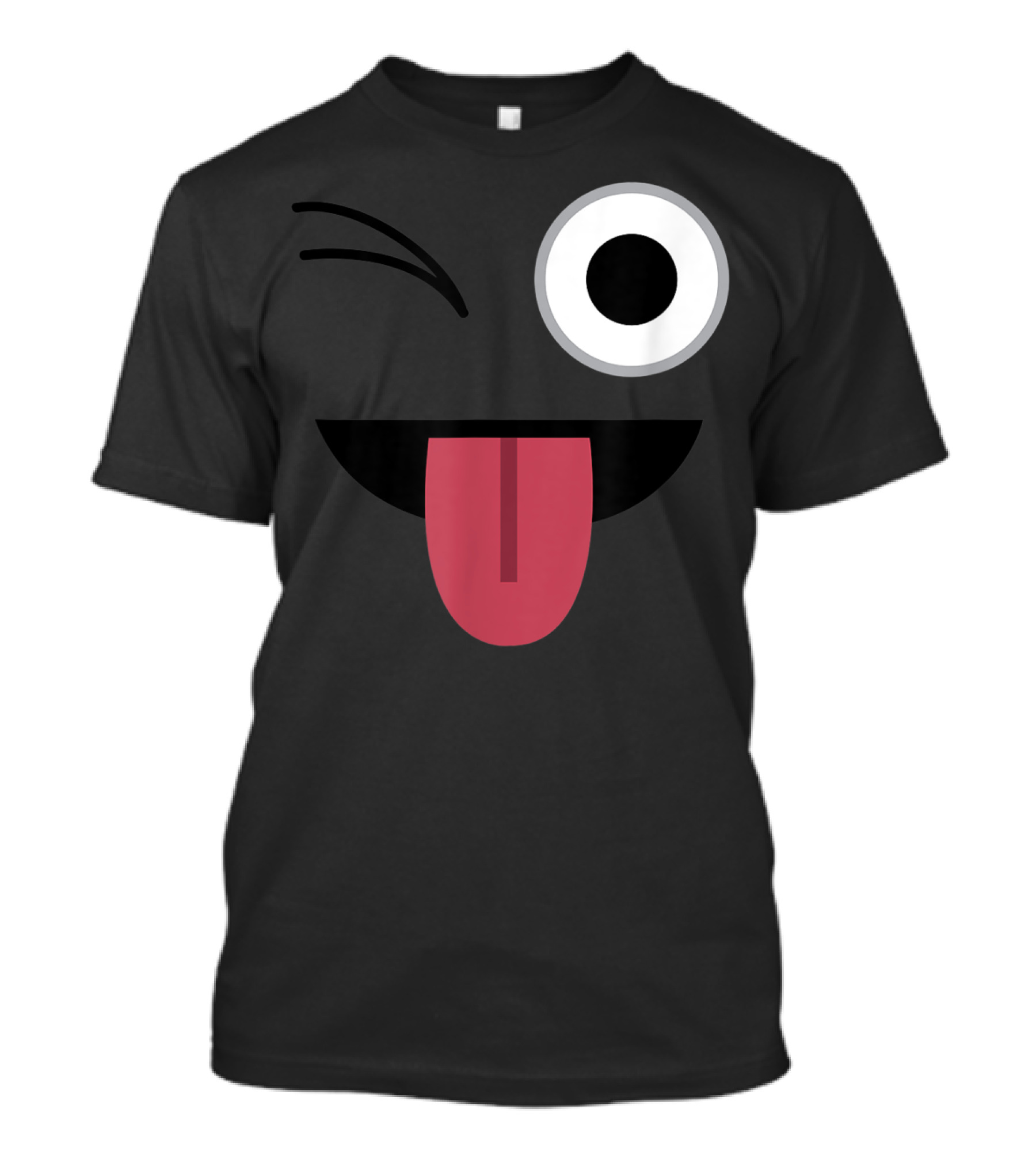 Halloween Ghost Winking Tongue Emoji Face T-Shirt