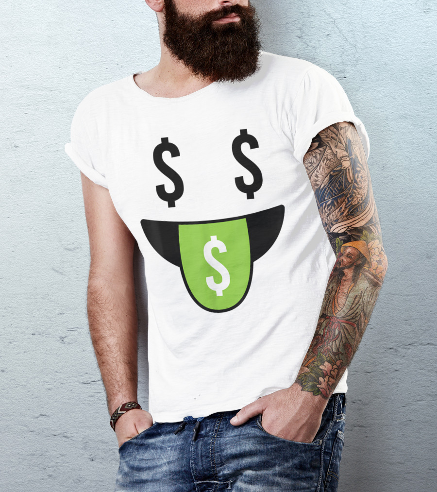 Halloween Money Face Emoji Costume Dollar Emoticon T-Shirt