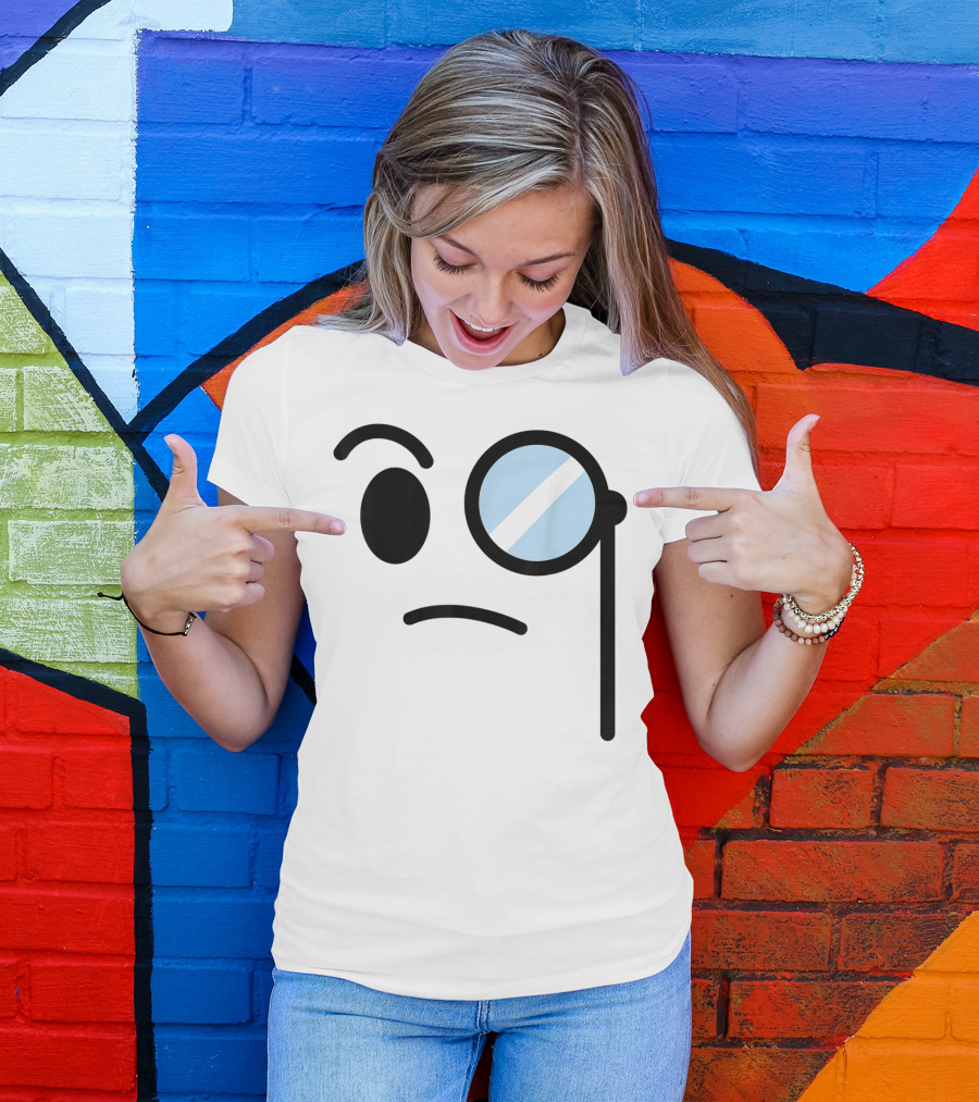 Halloween Emoji Monocle Skeptic Costume T-Shirt