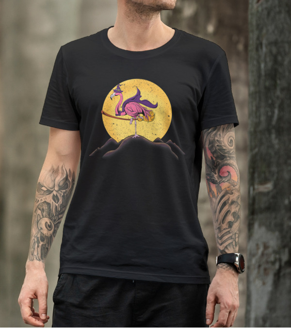 Halloween Flamingo Witch Moon Ride T-Shirt