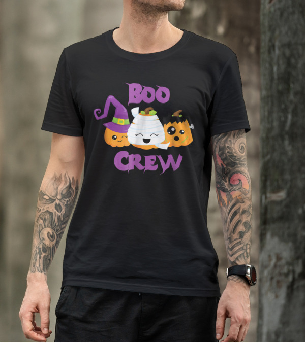 Boo Crew Halloween Pumpkin Witch Mummy Frankenstein T-Shirt