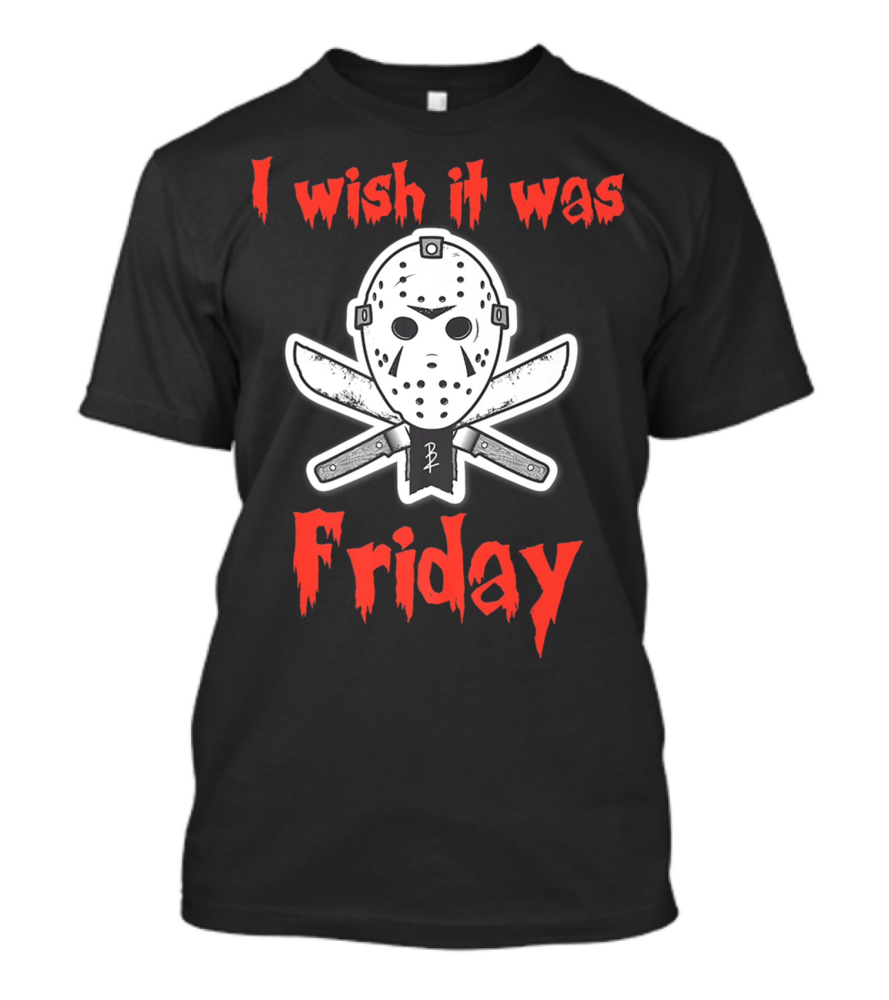 I Wish It Was Friday Jason Hockey Mask Knives Halloween Funny T-Shirt