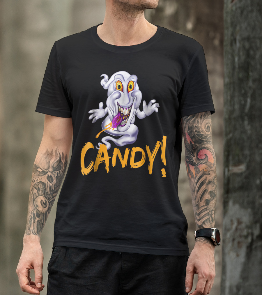 Halloween Candy Ghost With Spooky Eyes T-Shirt