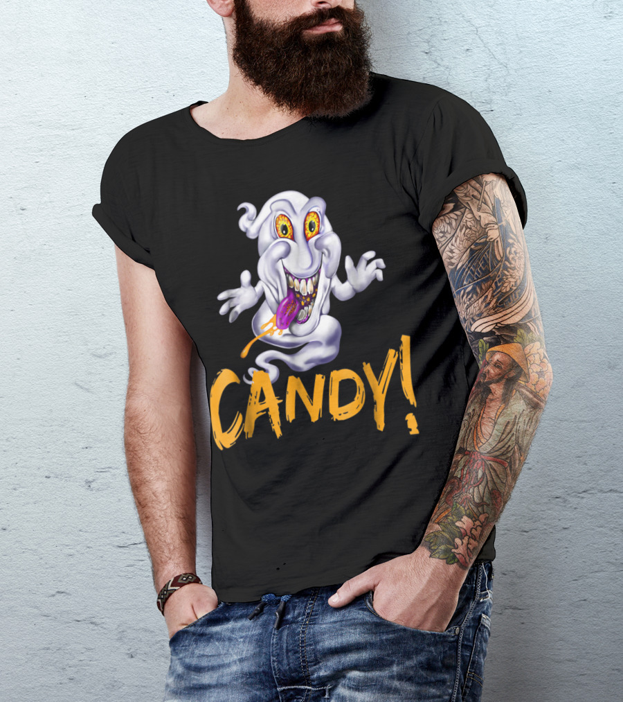 Halloween Candy Ghost With Spooky Eyes T-Shirt
