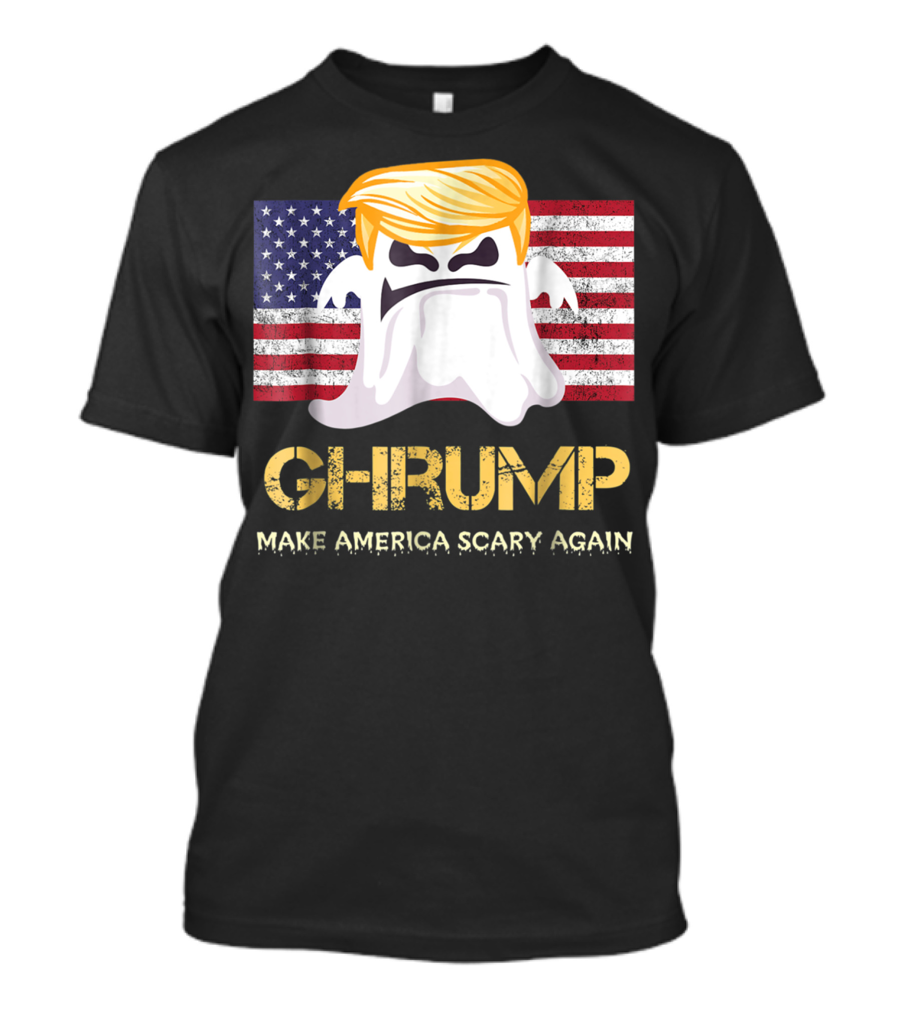 Ghrump Make America Scary Again Halloween Ghost USA Flag T-Shirt