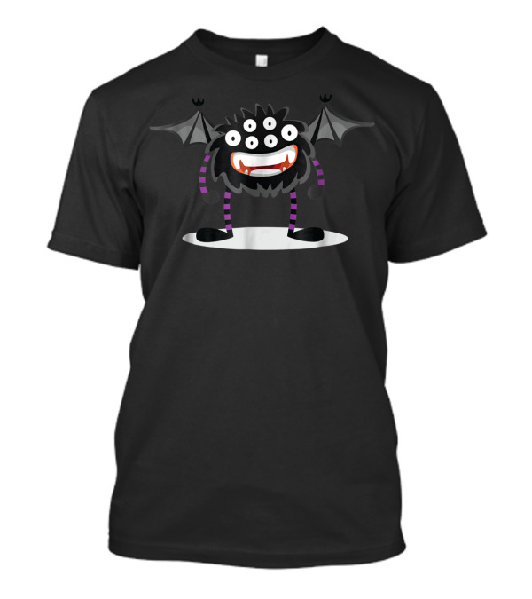 Halloween Cartoon Monster With Bat Wings And Striped Legs T-Shirt