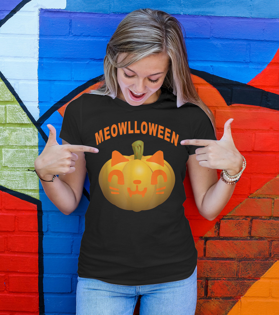 Meowloween Cat Pumpkin Scary Spooky T-Shirt